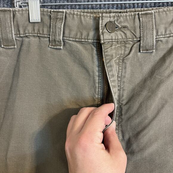 Carhartt Mens Dungaree Fit Carpenter Pants Size 44 Brown Rugged Work Wear Cotton - Picture 7 of 12